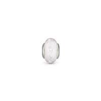 White Topaz Globe Charm 6 mm til Classic Læderarmbånd - Glas Sterling Sølv m. 16 Topas