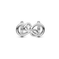 Mother & Child Love Charm 6 mm til Classic Læderarmbånd - Blankpoleret Sterling Sølv m. 1 Topas