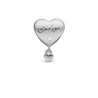 Min Mor Charm 6 mm til Classic Læderarmbånd - Mat Sterling Sølv m. 1 Topas