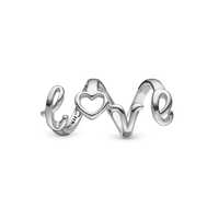 Love Spelling Charm 6 mm til Classic Læderarmbånd - Blankpoleret Sterling Sølv