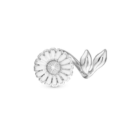 Marguerit With Leafs Charm 6 mm til Classic Læderarmbånd - Blankpoleret Sterling Sølv m. 1 Topas
