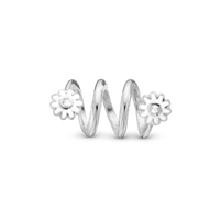 Dancing Marguerits Charm 6 mm til Classic Læderarmbånd - Blankpoleret Sterling Sølv m. 2 Hvide CZ