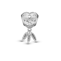 Live Love Laugh Charm 6 mm til Classic Læderarmbånd - Mat Sterling Sølv