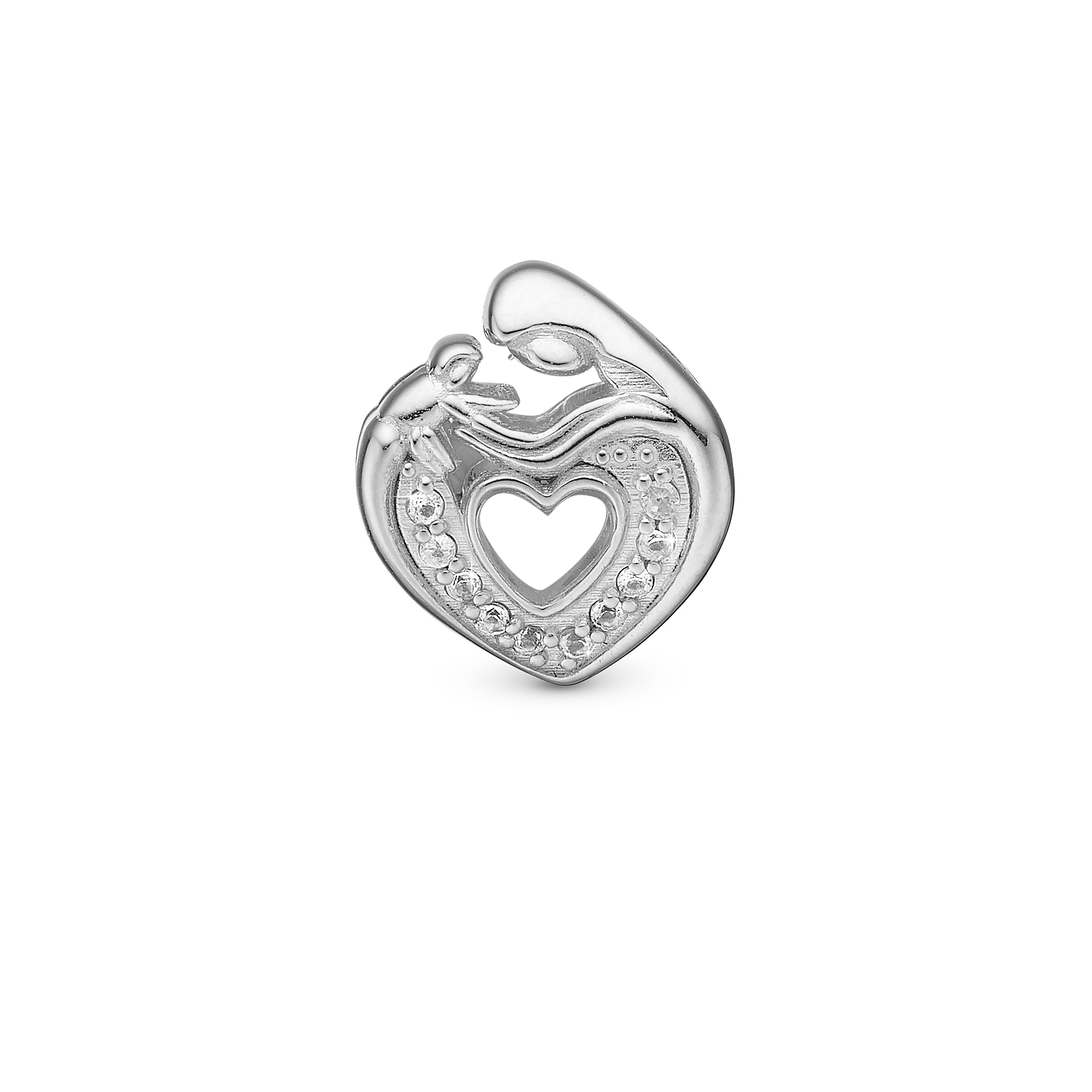 Mother & Child Heart charm sølv Charms til læderarmbånd - CHRISTINA