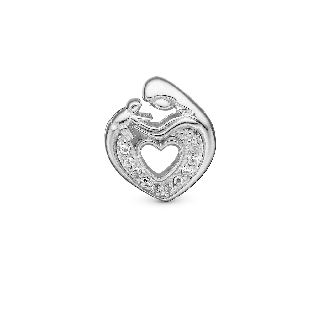 Mother & Child Heart charm sølv Charms til læderarmbånd - CHRISTINA