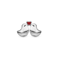 Love Birds Charm 6 mm til Classic Læderarmbånd - Blankpoleret Sterling Sølv