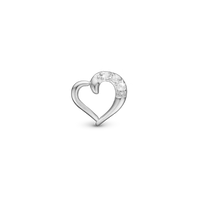 Love Story Charm 6 mm til Classic Læderarmbånd - Blankpoleret Sterling Sølv m. 3 Hvide Cubic Zirkonia