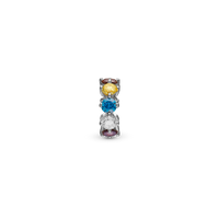 Rainbow Charm 6 mm til Classic Læderarmbånd - Blankpoleret Sterling Sølv m. 9 Multi color Cubic Zirkonia