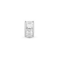 White Baguette Charm 6 mm til Classic Læderarmbånd - Blankpoleret Sterling Sølv m. 10 Hvide Cubic Zirkonia