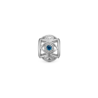 Magic Eye Charm 6 mm til Classic Læderarmbånd - Blankpoleret Sterling Sølv m. 1 Cubic Zirkonia