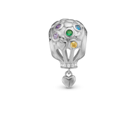 Love is in the Air Charm 6 mm til Classic Læderarmbånd - Blankpoleret Sterling Sølv m. 10 Multi color Cubic Zirkonia
