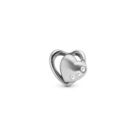 Hearts 2-tone Charm 6 mm til Classic Læderarmbånd - Mat Sterling Sølv m. 3 Hvide Topas