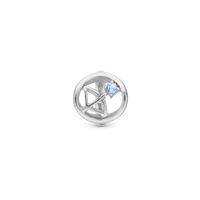 Stjernetegn Skytte Charm 6 mm til Classic Læderarmbånd - Blankpoleret Sterling Sølv m. 1 Sky Topas