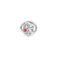 Stjernetegn Stenbuk Charm 6 mm til Classic Læderarmbånd - Blankpoleret Sterling Sølv m. 1 Garnet