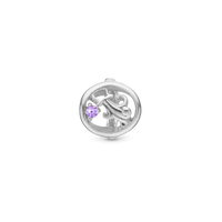 Stjernetegn Vandmand Charm 6 mm til Classic Læderarmbånd - Blankpoleret Sterling Sølv m. 1 Ametyst