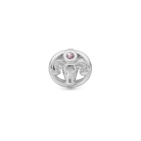 Stjernetegn Vædder Charm 6 mm til Classic Læderarmbånd - Blankpoleret Sterling Sølv m. 1 Ametyst