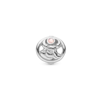 Stjernetegn Tyr Charm 6 mm til Classic Læderarmbånd - Blankpoleret Sterling Sølv m. 1 Rosa Kvarts
