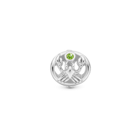 Stjernetegn Krebs Charm 6 mm til Classic Læderarmbånd - Blankpoleret Sterling Sølv m. 1 Peridot