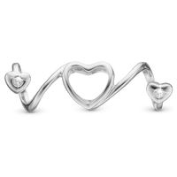 Soulmate Charm 6 mm til Classic Læderarmbånd - Blankpoleret Sterling Sølv m. 2 Hvide Topas
