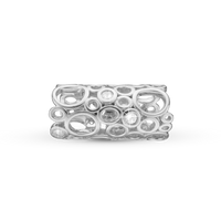 Champagne Love Charm 6 mm til Classic Læderarmbånd - Blankpoleret Sterling Sølv m. 3 Hvide Topas