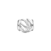 Real Harmony Charm 6 mm til Classic Læderarmbånd - Blankpoleret Sterling Sølv m. 5 Hvide Topas