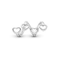 Family Hearts Charm 6 mm til Classic Læderarmbånd - Blankpoleret Sterling Sølv