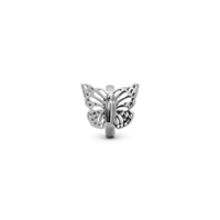Butterfly Charm 6 mm til Classic Læderarmbånd - Blankpoleret Sterling Sølv