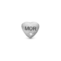 Mor m/ klimavenligere diamant Charm 6 mm til Classic Læderarmbånd - Mat Sterling Sølv m. 1 Diamant