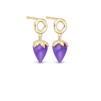 Purple Chalcedony Ørestikker - Blankpoleret Forgyldt Sterling Sølv m. 1 Kalcedon
