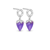 Purple Chalcedony Ørestikker - Blankpoleret Sterling Sølv m. 1 Kalcedon
