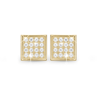 Square Balance Clips Øreclips - Blankpoleret Forgyldt Sterling Sølv m. 32 Topas