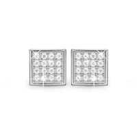 Square Balance Øreclips - Blankpoleret Sterling Sølv m. 32 Topas