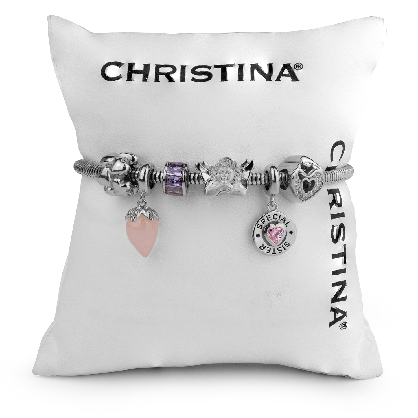 Ready Sølvarmbånd med 6 charms